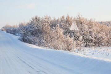 road at a sunny winter day