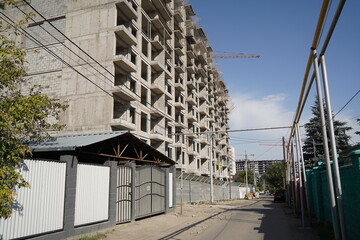 Almaty, Kazakhstan - 09.09.2021 : Construction of a high-rise residential building