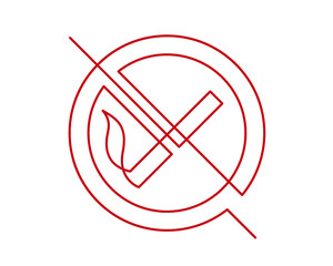 Continuous line drawing of no smoking sign. Vector illustration.