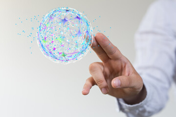 Abstract network of physical devices on the Internet using a network connection with statistics...
