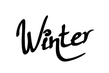 The inscription of the word Winter. Lettering, calligraphy brush. Use for printing, in the design of postcards, wrapping paper, souvenirs. Vector illustration.