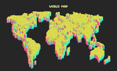 World map composed of countless square arrays