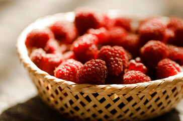 raspberries in a bowl