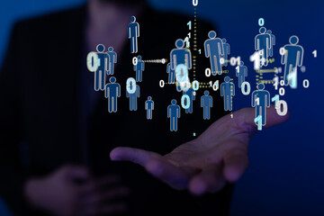 Digital technology background. Network connection dots and lines.