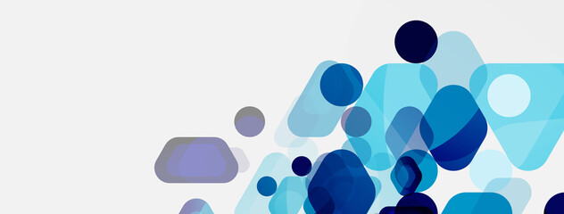 Color bubbles and rounded geometric shapes on white. Vector geometric minimal abstract background for wallpaper, banner, background, landing page