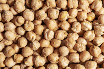 Chickpeas closeup. Texture food background.