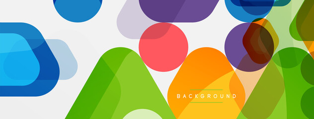 Color bubbles and rounded geometric shapes on white. Vector geometric minimal abstract background for wallpaper, banner, background, landing page