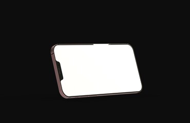 Realistic isometric black frameless smartphone mockup perspective 3d.