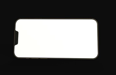 Realistic isometric black frameless smartphone mockup perspective 3d.
