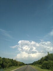 Road and cloudy sky in Russia Region of Tula