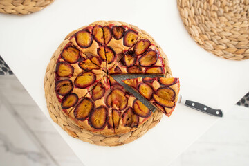 delicious freshly baked plum pie