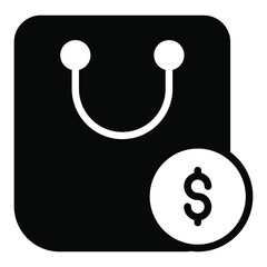 Shopping bag black filled line icon, Black Friday glyph style store or market shopping commerce, shop sale icon design.