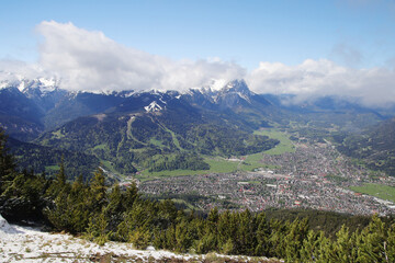 The view of Zugspitze mountain from Wank pick, Germany, Bavaria