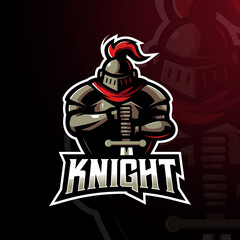 Knight Gaming Mascot Logo Design Illustration Vector