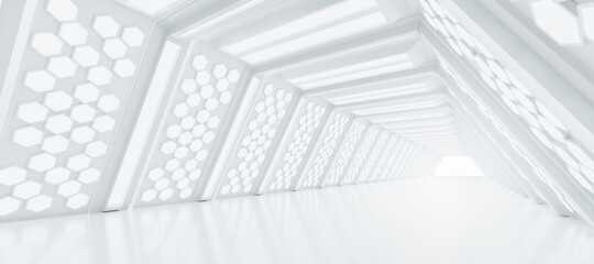 Abstract Futuristic empty floor and room Sci-Fi Corridor With light for showcase,room,interior,display products.Modern Future cement floor and wall background technology interior concept.3d render © Nuchjaree