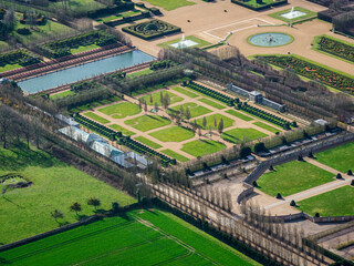 vue aérienne du château de Champ de Bataille dans l'Eure en France