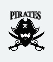 Pirate captain face icon vector.Vector illustration