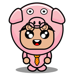 cartoon vector illustration of cute businessman animal pig mascot costume character