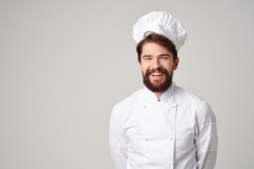 bearded man Chef uniform Cooking emotions gourmet isolated background