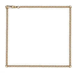 Golden chain frame for paintings, mirrors or photo isolated on white background
