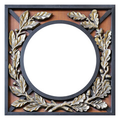 Wooden frame for paintings, mirrors or photo isolated on white background. Design element with clipping path