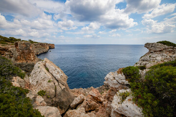 Naklejka premium Beautiful landscape with a sea shore on the island of Palma De Mallorca.