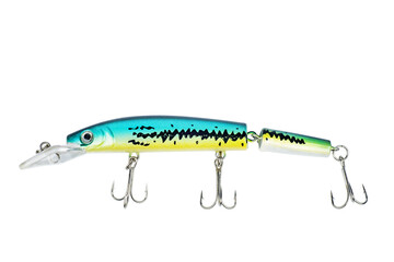 Plastic fishing lure isolated on white background
