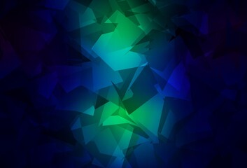 Dark Blue, Green vector shining triangular background.
