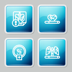 Set line Disease lungs, Heart disease with smoking, Stop smoking, money saving and icon. Vector