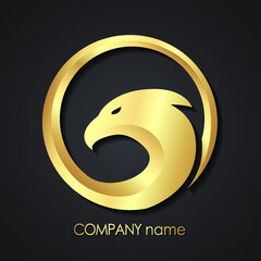 3d golden eagle head stylized logo design