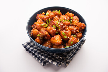 Chilli water chestnut, crispy Indo chinese starter or snacks made using singada
