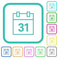 Calendar outline vivid colored flat icons