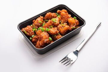 Chilli water chestnut, crispy Indo chinese starter or snacks made using singada