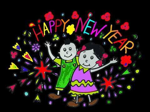 WATERCOLOR HAPPY NEW YEAR COLORING PAGE,COLORING HAPPY NEW YEAR DESIGN,HAPPY NEW YEAR T SHIRT DESIGN,
