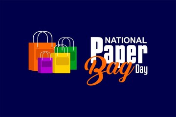 Paper Bag Day. Holiday concept. Template for background, banner, card, poster with text inscription. Vector EPS10 illustration