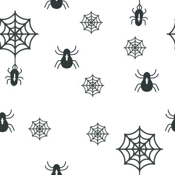 spiders in web - seamless pattern halloween sppoky scary design on white background seamless pattern magic witchcraft wiccan boho design