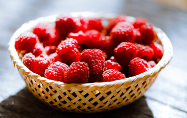 raspberries in a bowl