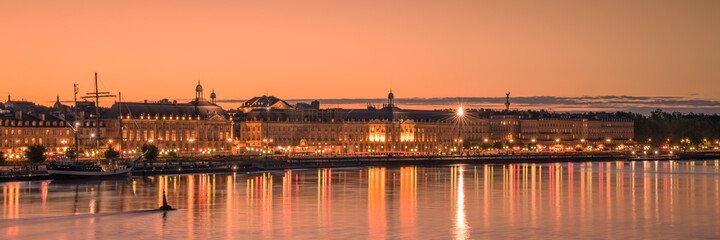 Bordeaux city and Garonne river at sunset