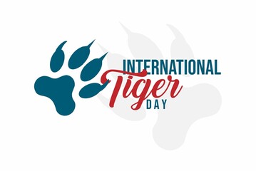 Tiger Day. Holiday concept. Template for background, banner, card, poster with text inscription. Vector EPS10 illustration