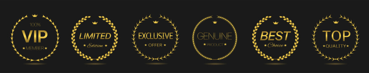 Vip member Golden laurel wreath label set