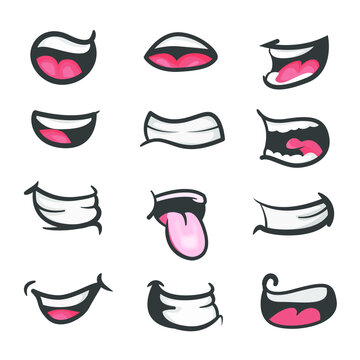 happy expression set mouth vector design