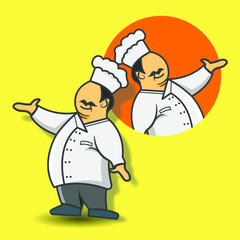 chef mascot logo design illustration 