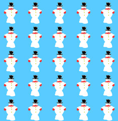 seamless image of snowman on blue background for christmas ,