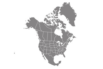Map of North America, isolated on white background. Vector EPS.10