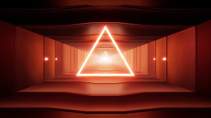 Orange Color Triangle Light in the Metal Room 3D Rendering