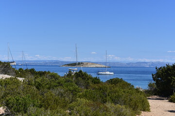 Fototapeta premium Budikovac island, Blue Lagoon, sea, Croatia, Vacation, Leisure, Swimming, Sailing,
