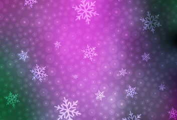 Light Pink, Green vector pattern in Christmas style.
