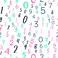 Different numbers, education, school concept. Seamless vector EPS 10 pattern. Flat style