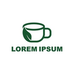 nature tea fresh drink or hot coffee leaf line art logo for business cafe shop. vector illustration