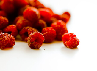 raspberry on white background. Fruits. Photo. Food. 